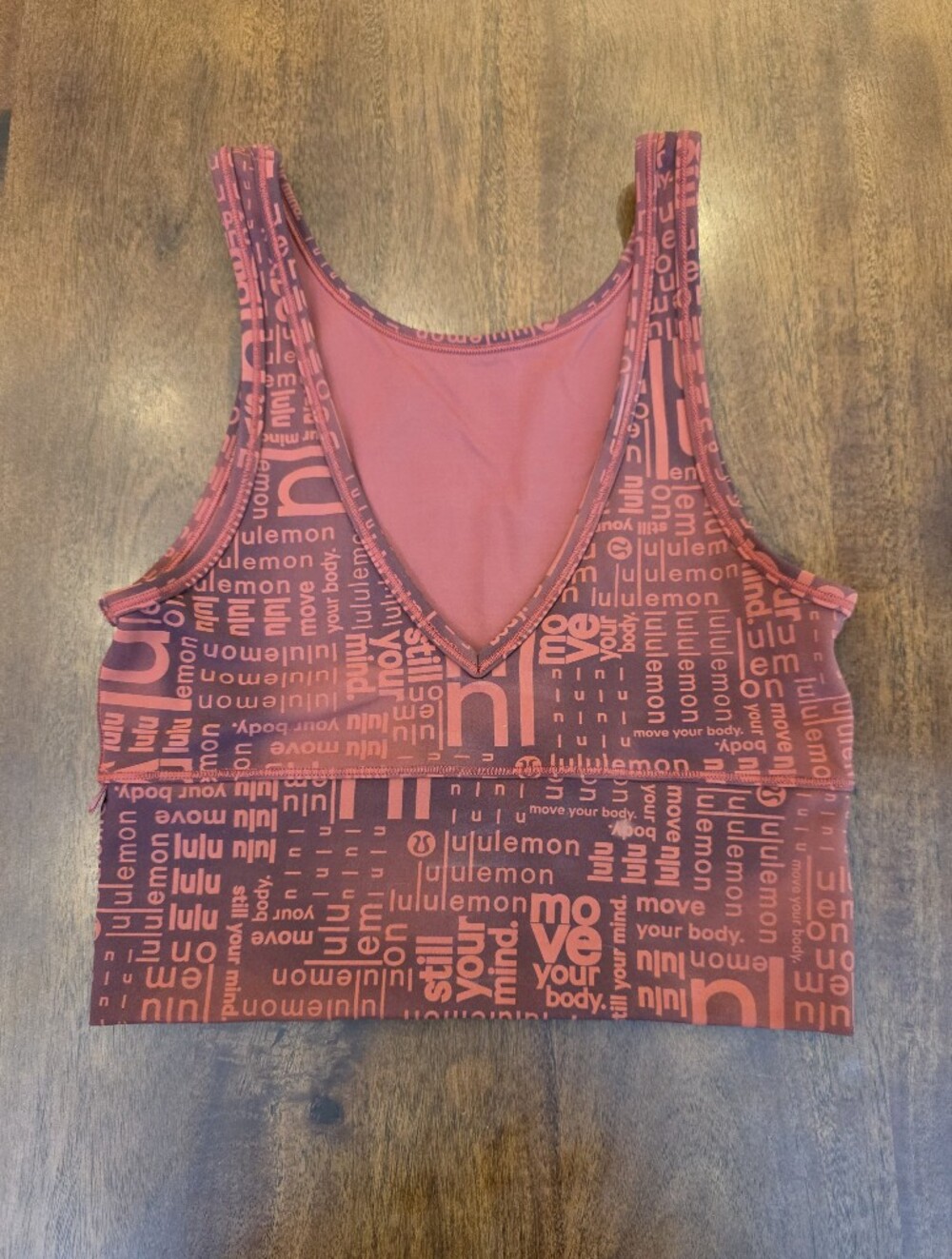 Lululemon Tank Top Bra Power Pivot Everlux Sz 2 Logo Print Gym Workout Yoga